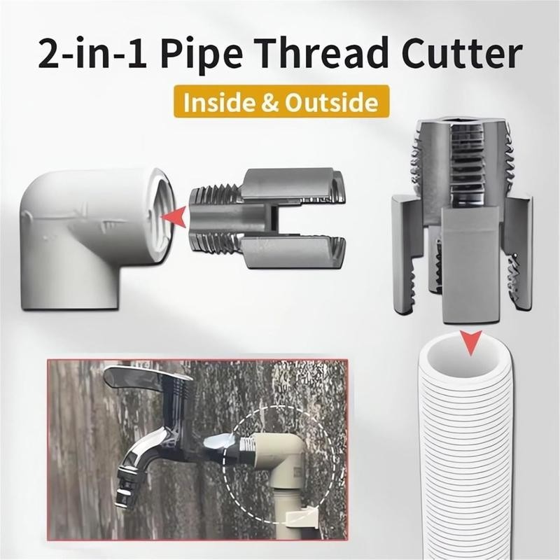 PVC Pipe Threading Tool, 1/2'' & 3/4'' Dies, Drill Compatible (2PCS)