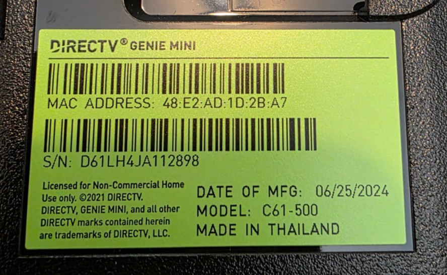 DirecTV C61-500 Genie Mini & Power Supply