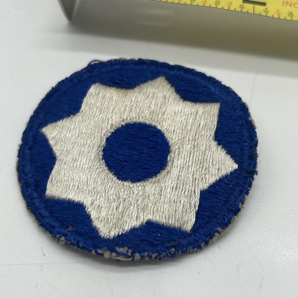 U.S. Military 8th Service Command Patch Insignia 8 Point Star ~2” Round Blue Cut