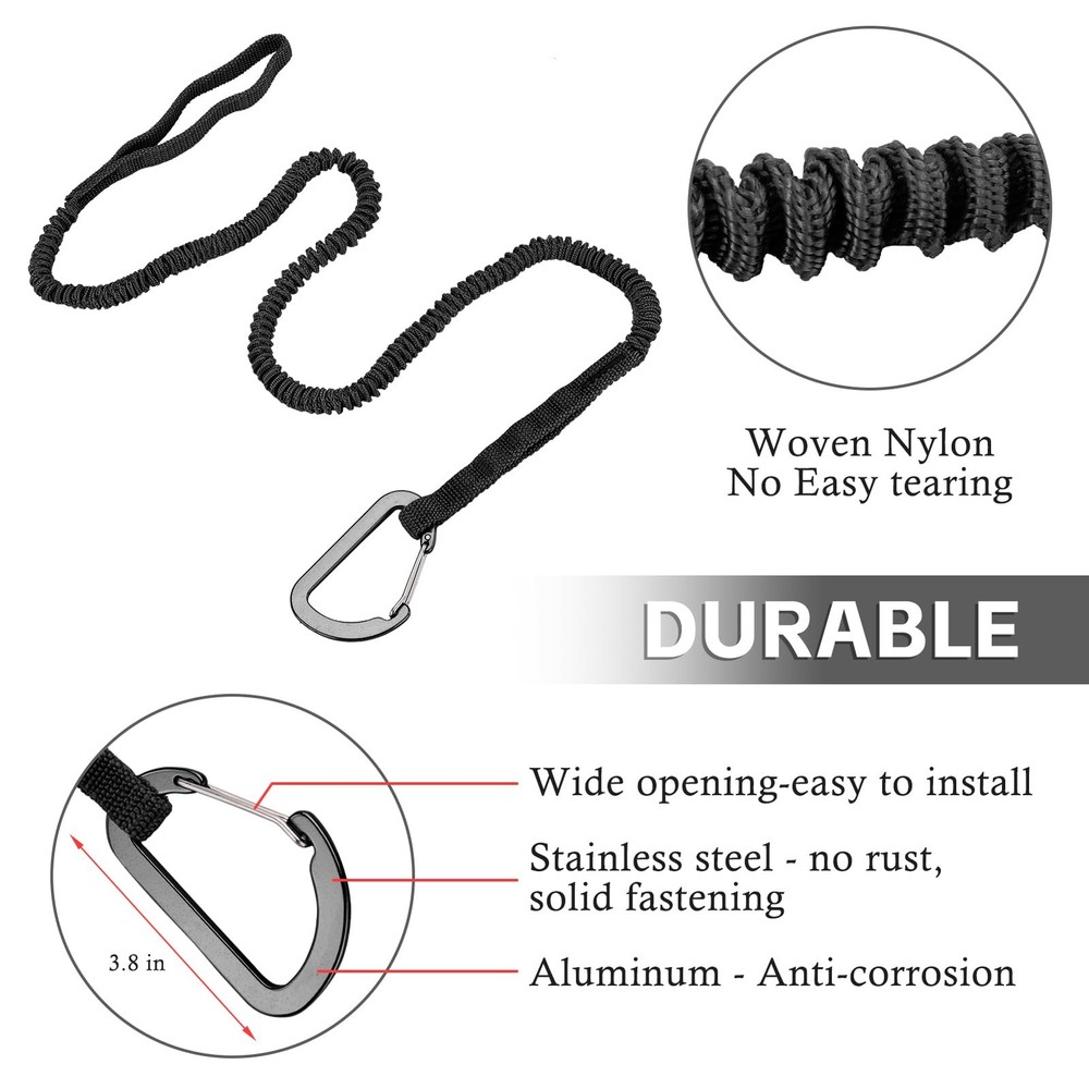 NVAAV 1/2/4 Pack Kayak Paddle Board Tether Leash 1pc(3.3-7ft), Black