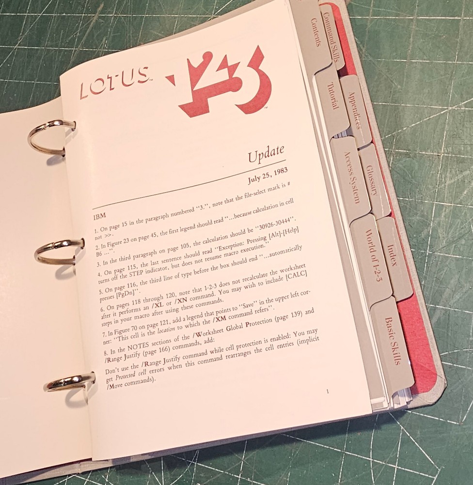 1980s LOTUS 123 Manual