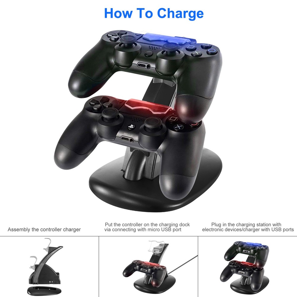 Dual Micro USB Charging Dock for PS4 Pro & Slim Controllers