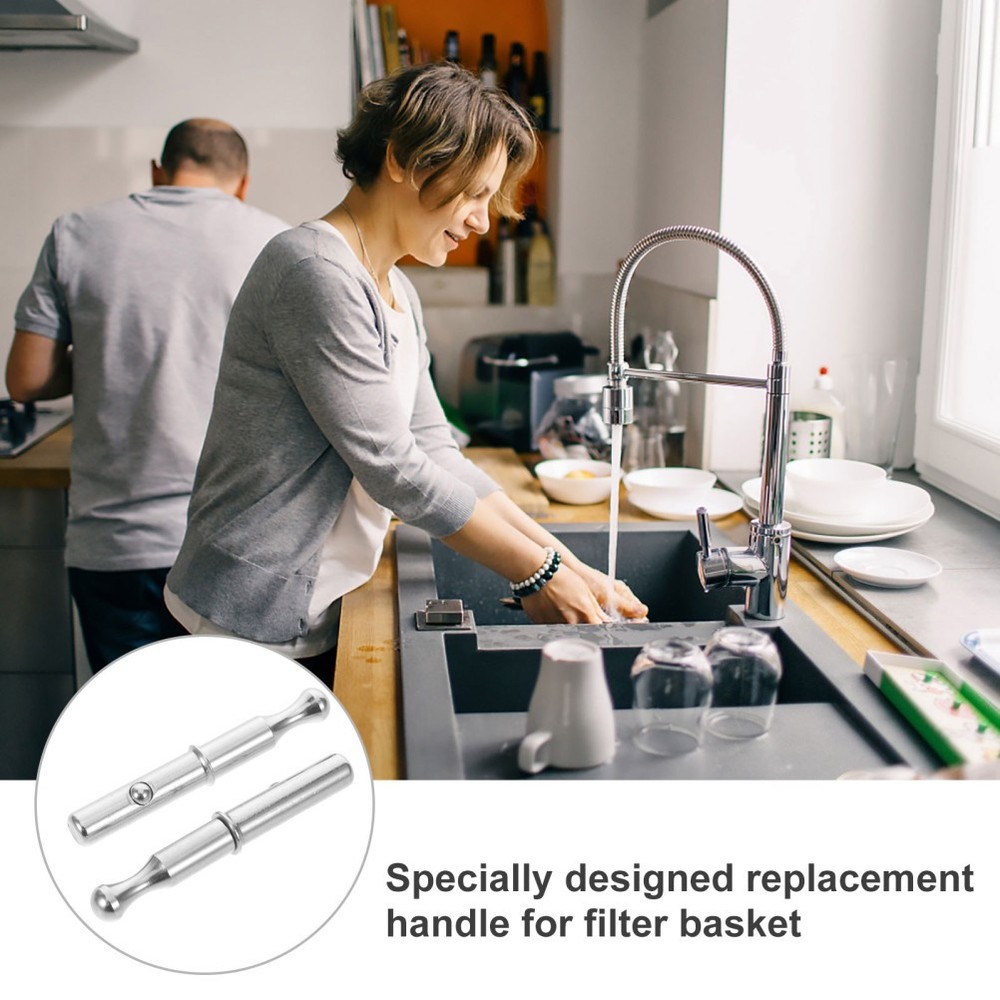 2 Pcs Sink Filter Accessories Stainless Threaded Strainer Handle Basket Drain