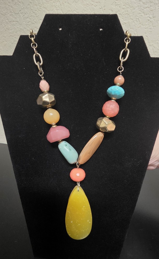 Beautiful Colorful Chunky  Gold Tone Statement Piece