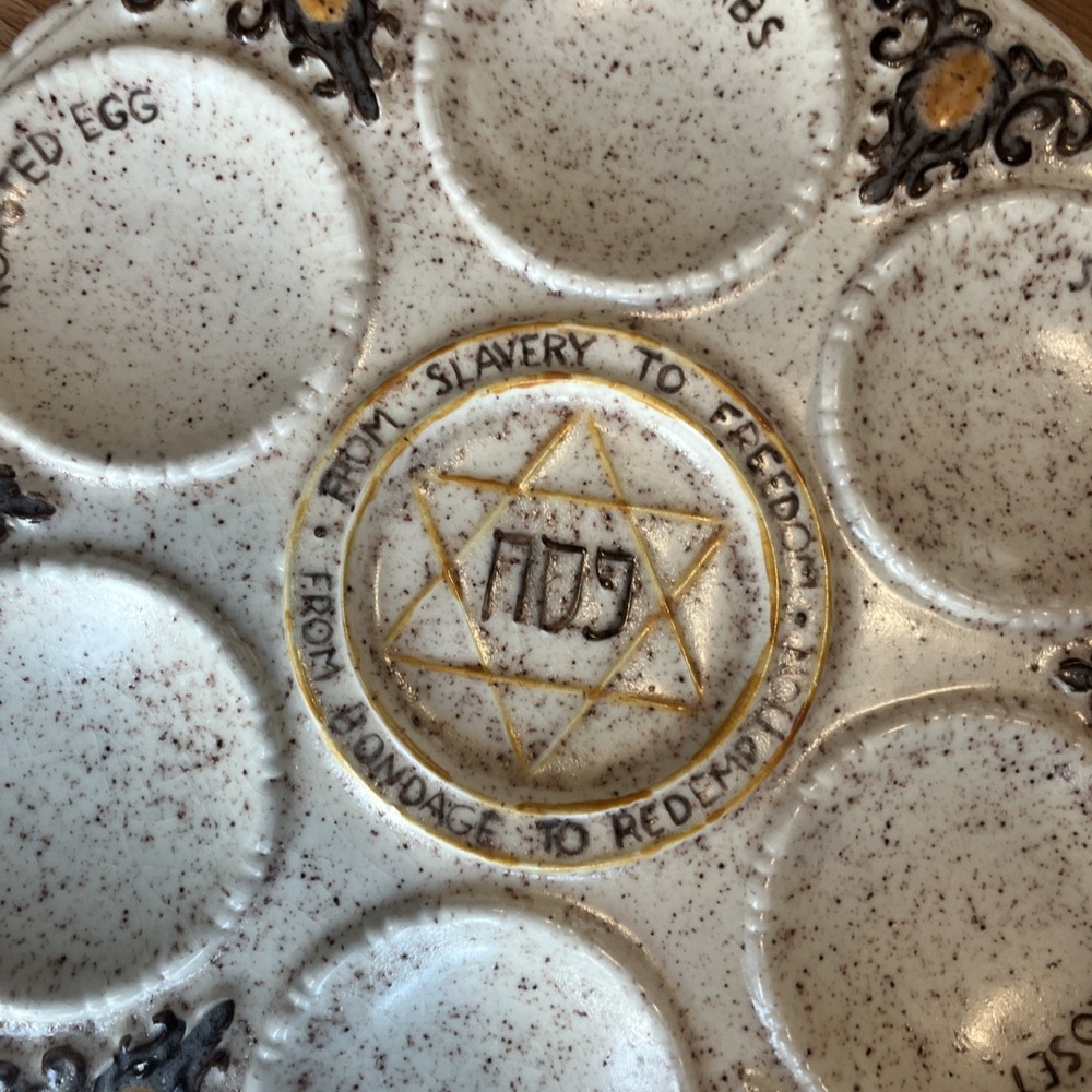 Unique Antique Ceramic Passover Seder Plate 10” Diameter