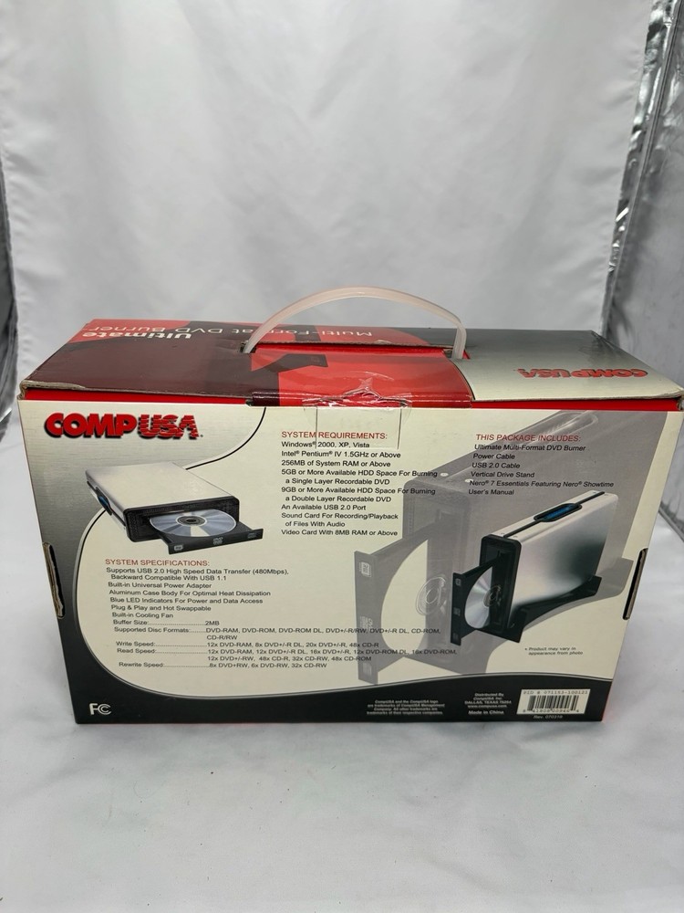 COMP USA EXTERNAL Dual Format Double Layer DVD+/-RW 8x-20x USB 2.0 Lightscribe