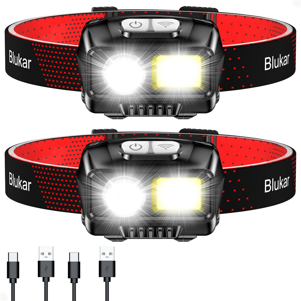 LED Headlamp Rechargeable,2000L High Lumen Super Bright Dimmable Headlight