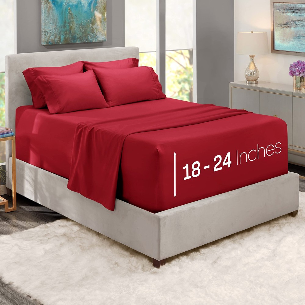 Hearth Harbor Luxury Soft 4 Piece Bed Sheet Set Extra Deep Pocket Fitted