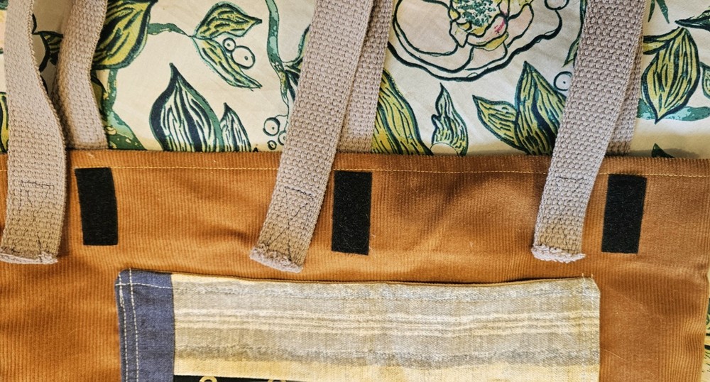 Handmade Corduroy Walker Bag w Patchwork Back and Front Pocket