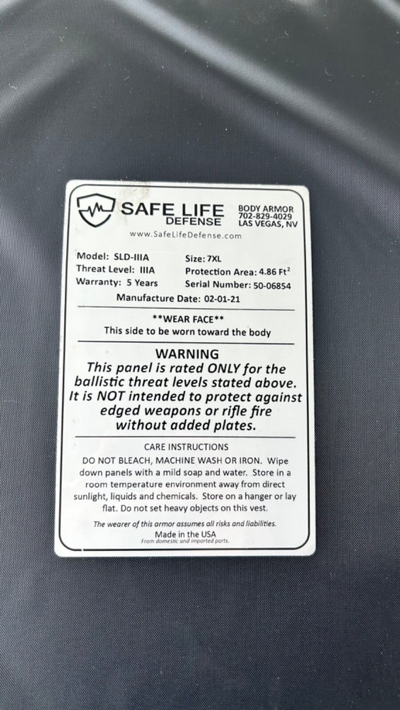 Safe lite body armor level 3a