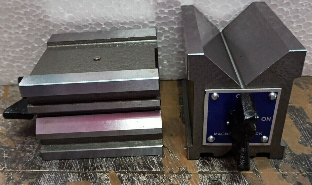 Precision Hardened Magnetic V block Matched Pair Both Side V 65x65x50mm'':;