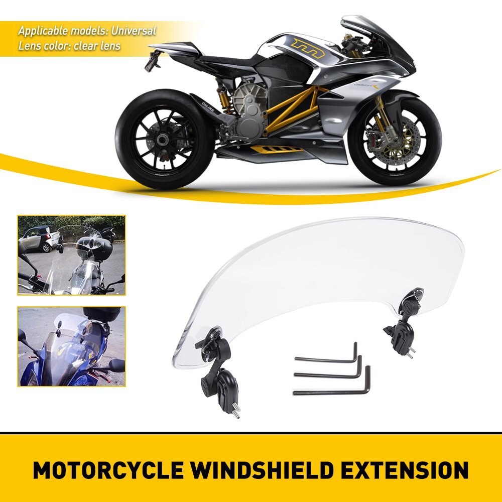 For Motorcycle Adjustable Clip On Windshield Extension Spoiler Deflector