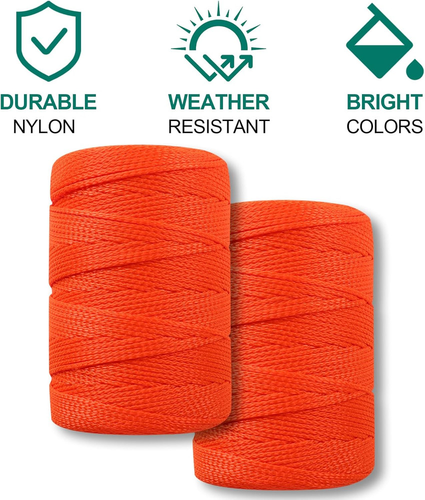 Mason Line #18, 500 Ft Orange String, Construction Twine for Gardening & Masonry