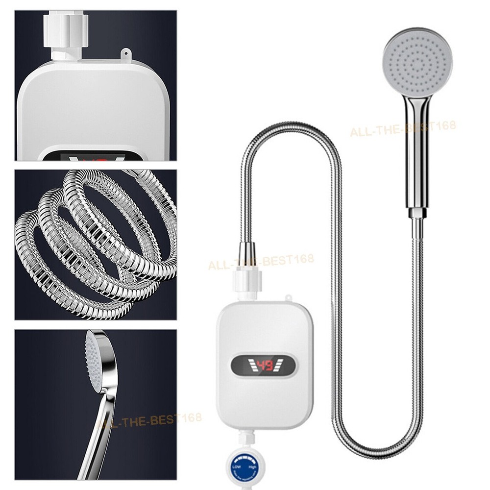 3500W Electric Tankless Instant Water Heater LED Indicator Hot Water Shower Set