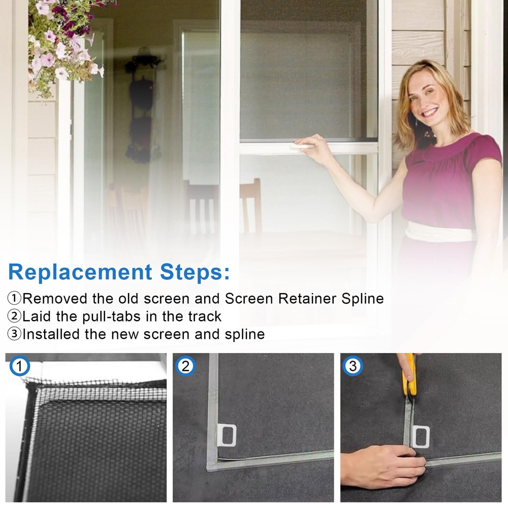 Window Screen Pull Tabs 20 Pack Clear Hollow Flat Spline Channel Pull Lift Ta...