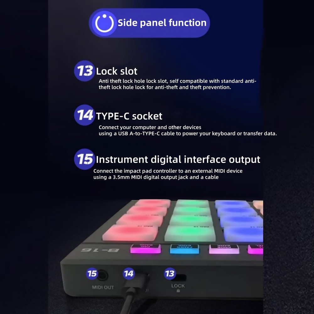 Professional MIDI Pad Controller Beat Maker Machine For Finger Drumming Music