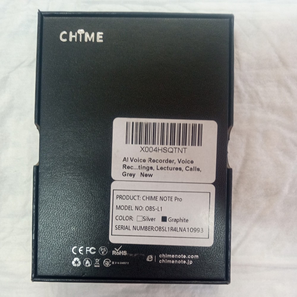 Chime Note Pro - US Version ChatGPT AI Voice Recorder Transcriber Graphite 64gb