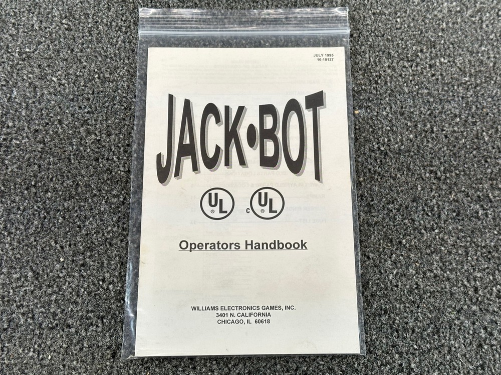 Williams Jackbot Pinball Machine Game Manual Operators Handbook ORIGINAL