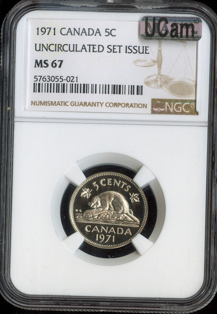 1971 Canada 5 Cents 5C NGC MS67 - Quality