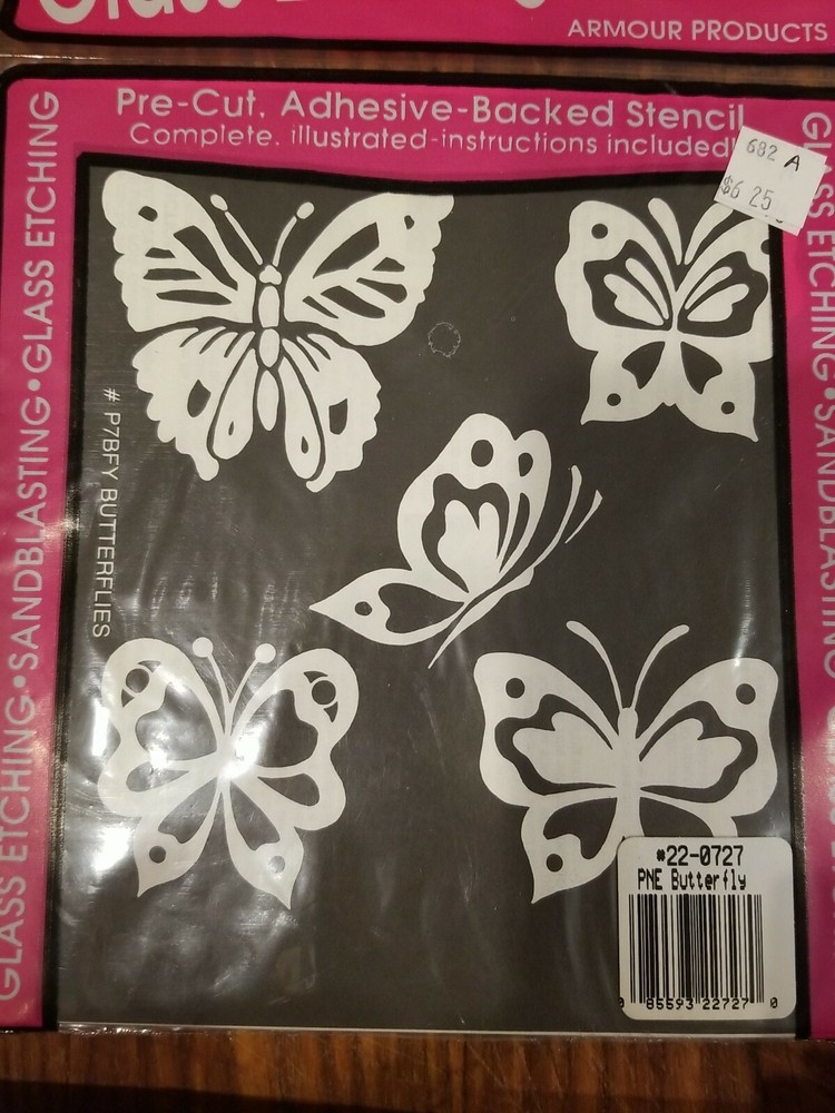 Armour Peel n Etch Glass Etching Stencils ~ Butterfly design