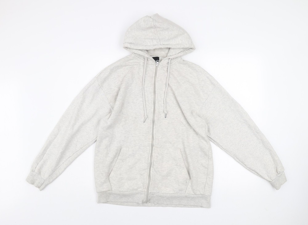 Boohoo Men’s Grey S Basic Full Zip Hoodie Jacket