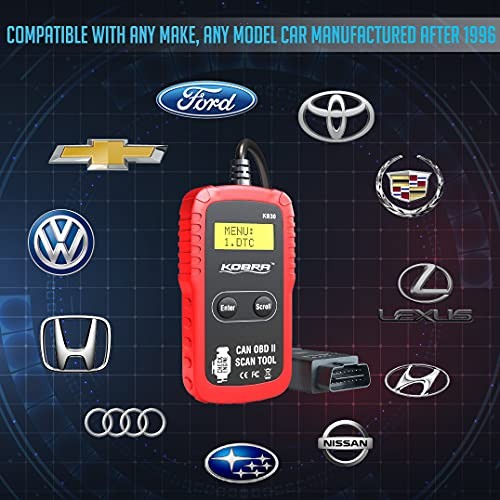 KOBRA OBD2 SCANNER CAR CODE READER - UNIVERSAL AUTO OBD CAR DIAGNOSTIC - RED