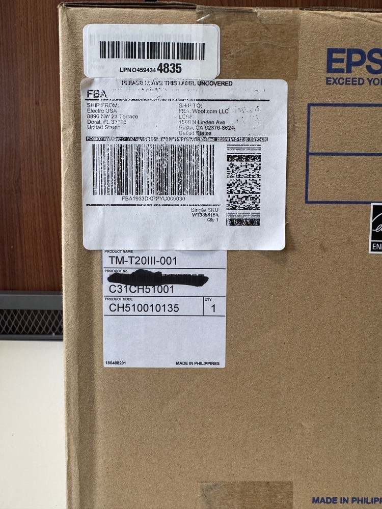 EPSON TM-T20III THERMAL RECEIPT PRINTER - USB + Serial Interfaces