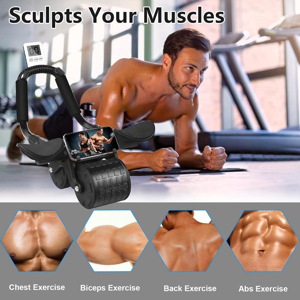 New 2026 Ab Roller with Elbow Support & Automatic Rebound - Build Core Strength