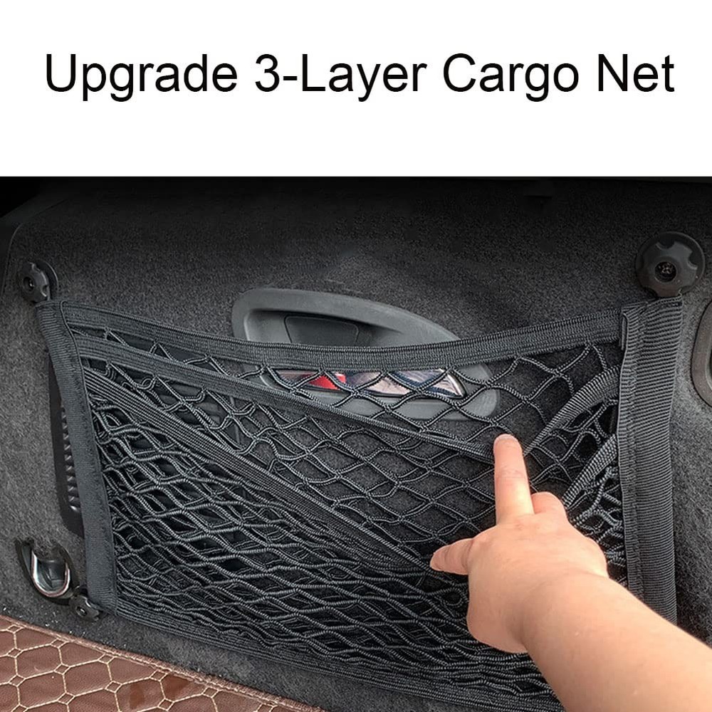 2 Pack Upgrade 3 Layer Small Cargo Net Trunk RV Boats Storage Mesh Pocket