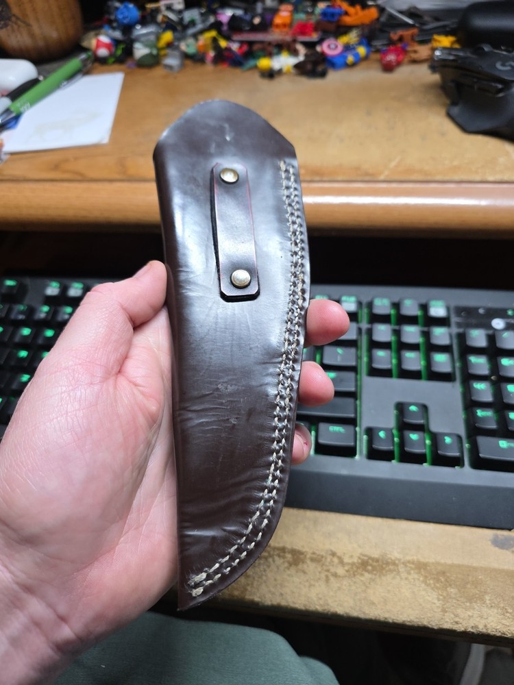 Brown LEATHER Fixed Blade Knife SHEATH Belt Loop Sheath is 9" Long