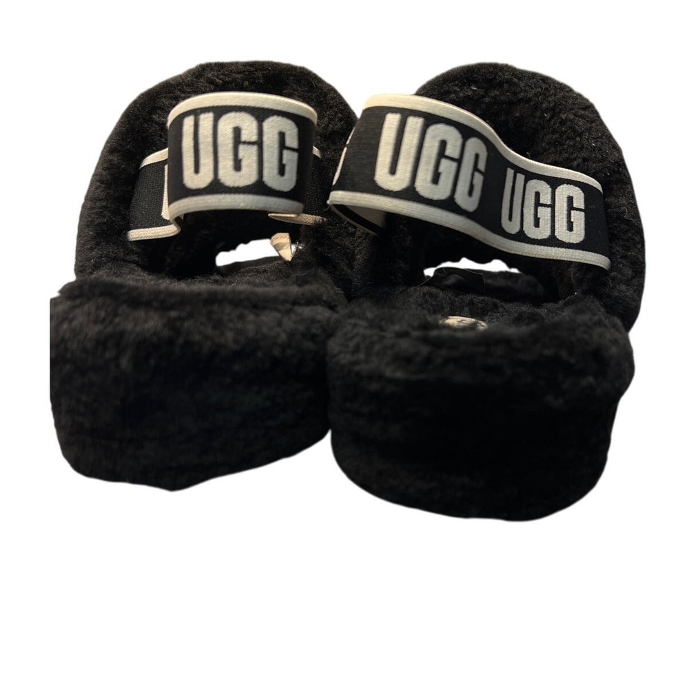 Ugg Oh Yeah Double Strap Sling Back Black Shearling Size 8
