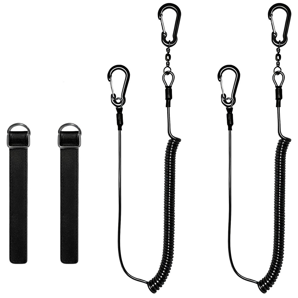 Pristis 2 Pack Fishing Pole Tethers, Length range: 25''- 63'', Black 2-pack