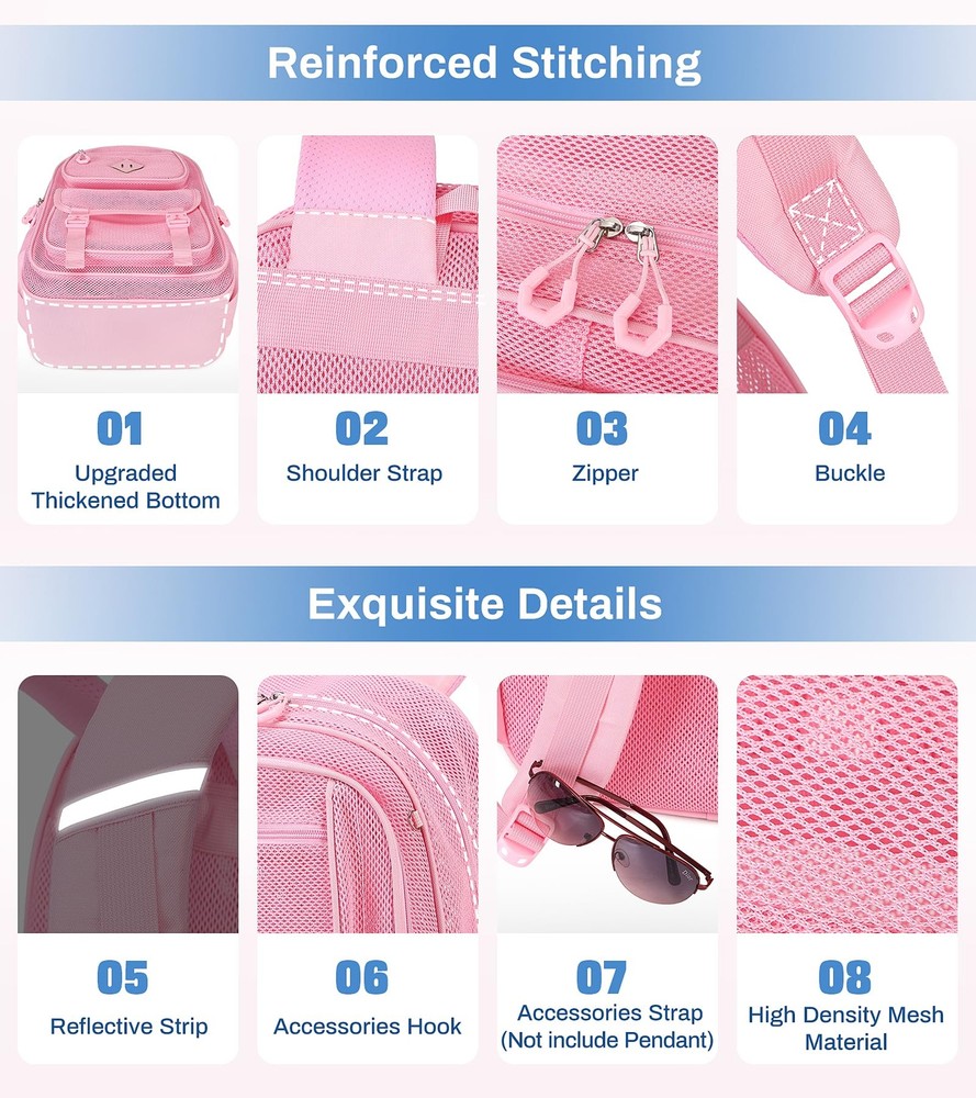 Mesh Backpack Heavy Duty Net Bookbag Ultra-Lightweight See Through Backpack B...