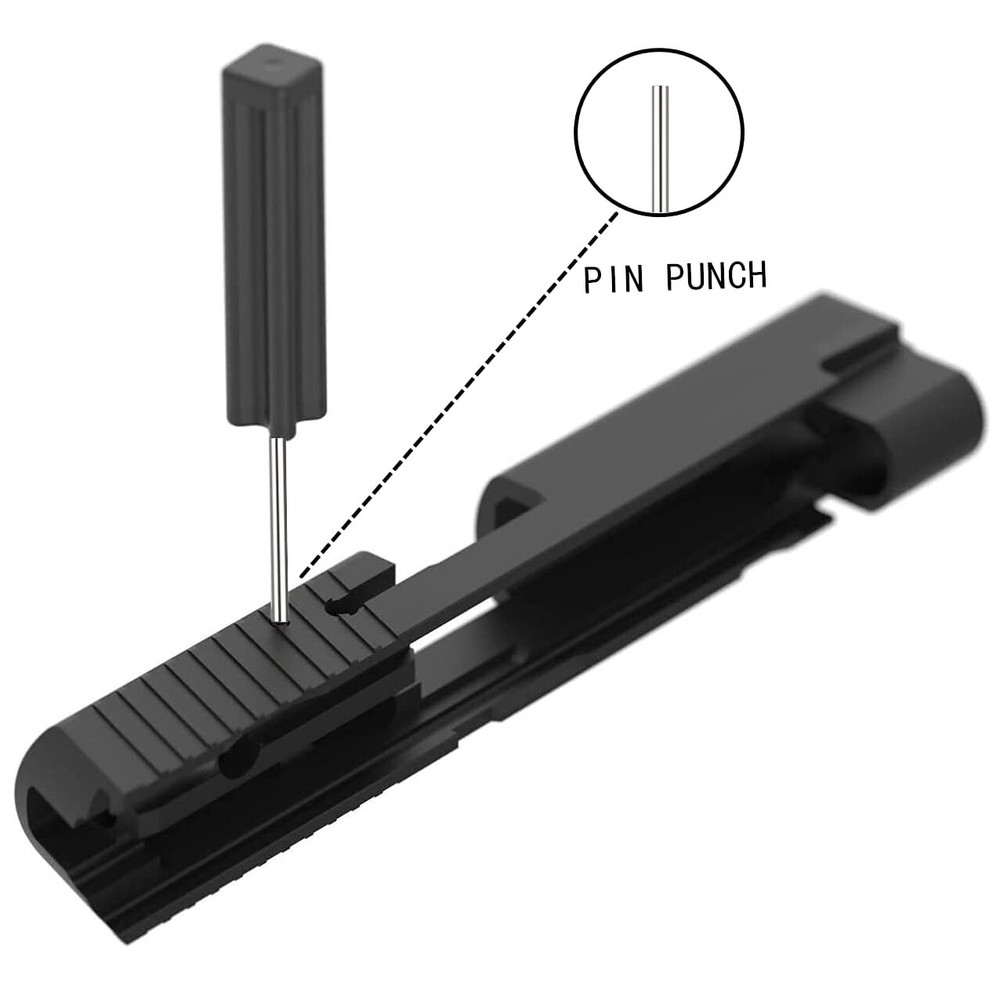 Handgun Front or Rear Sight Pusher Tool with Magazine Disassembly Tool for Glock