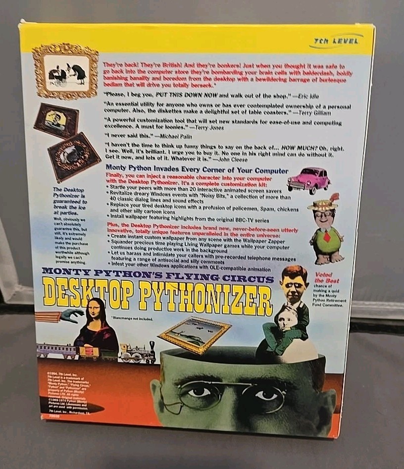 Monty Pythons Flying Circus Desktop Pythonizer PC 3.5'' discs 1994 Software box