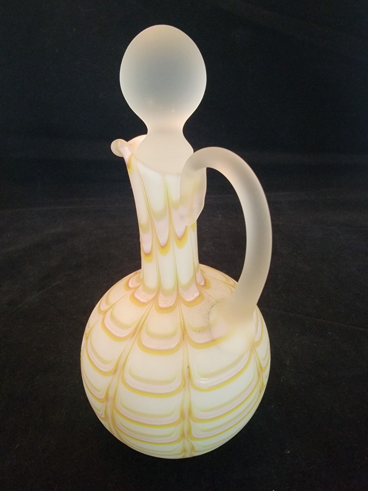 Hand Blown Cruet - Pink / Green / Peach - Pulled Design