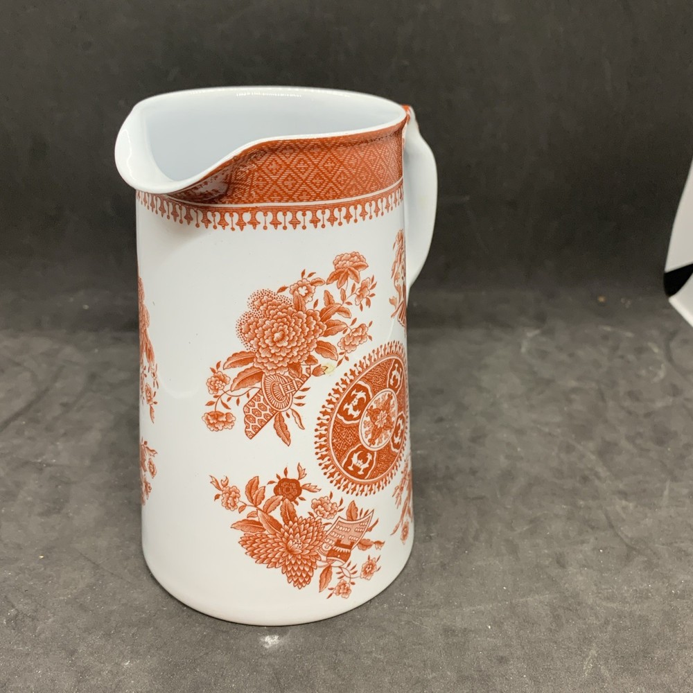 Spode England Tall Stone 16 oz Jug Pitcher FITZHUGH Red Twisted Handle