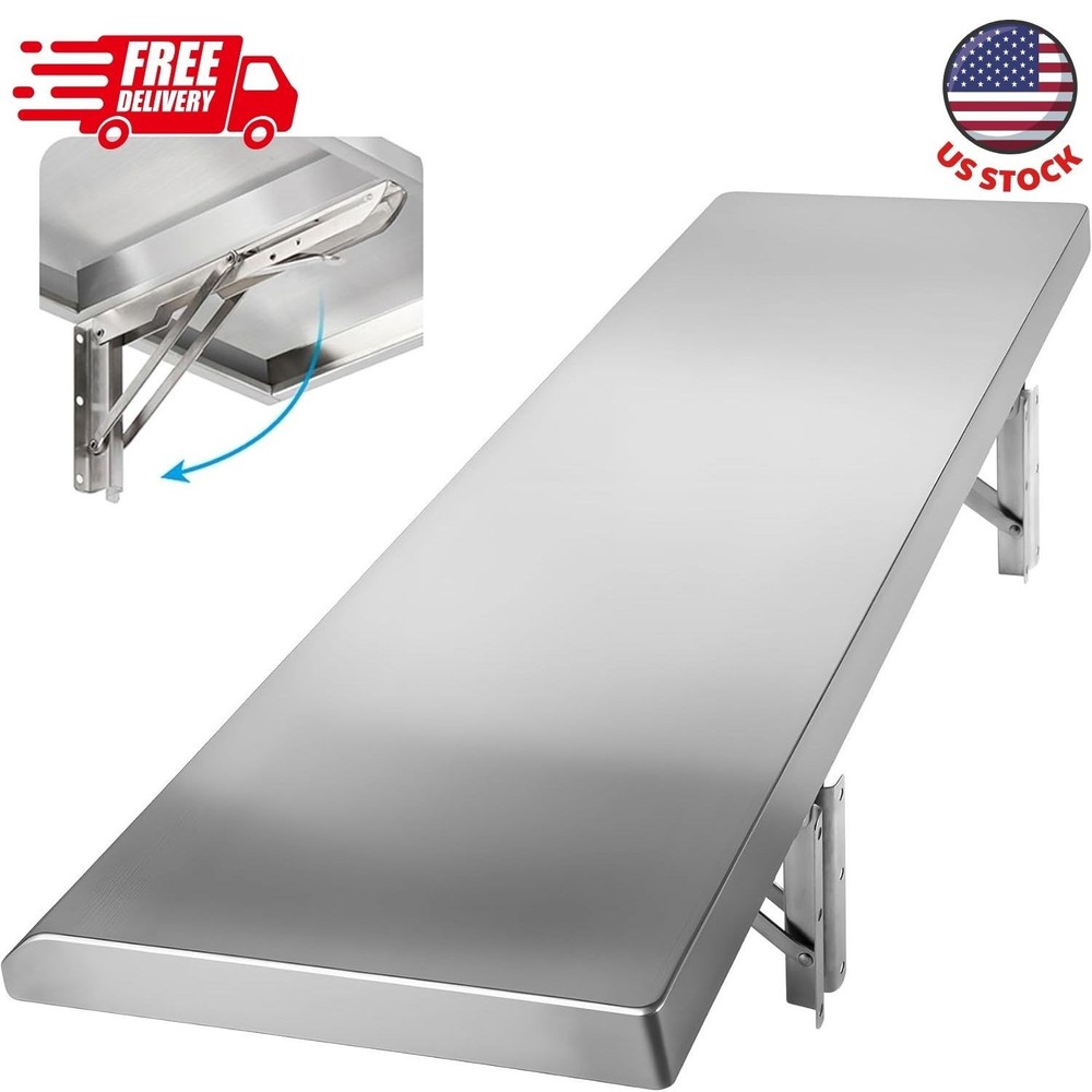 Folding Concession Shelf 36" x 12", Stainless Steel Drop Down Folding