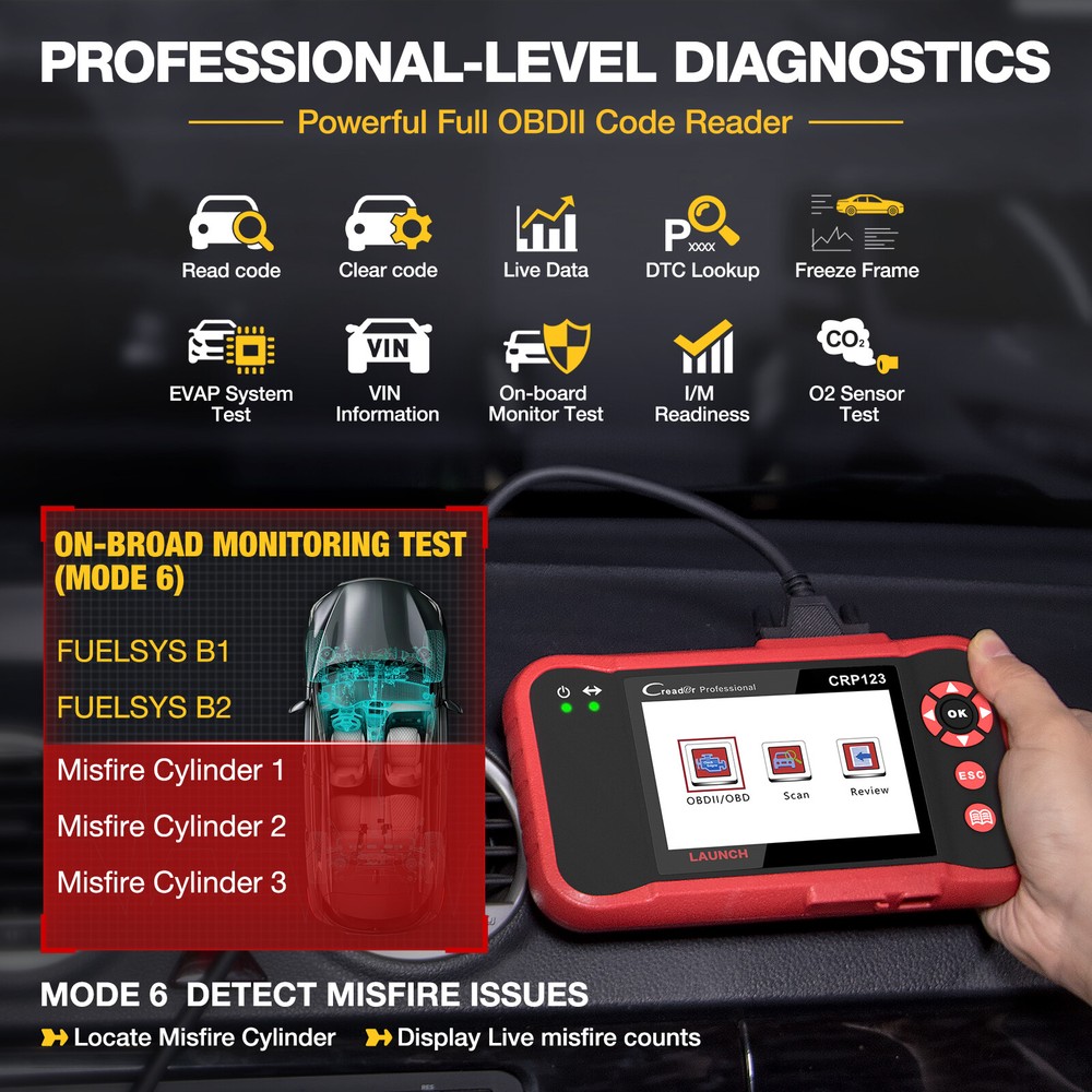 LAUNCH CRP123 Car OBD2 Scanner Diagnostic Scan Tool ABS SRS Engine Code Reader