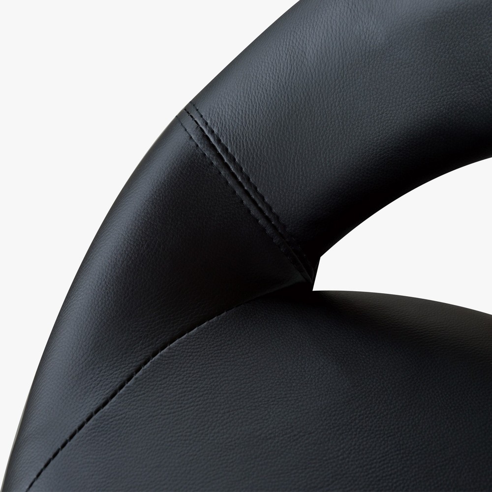 Crescent Rolling Salon Stool with Adjustable Height, Breathable Open Back