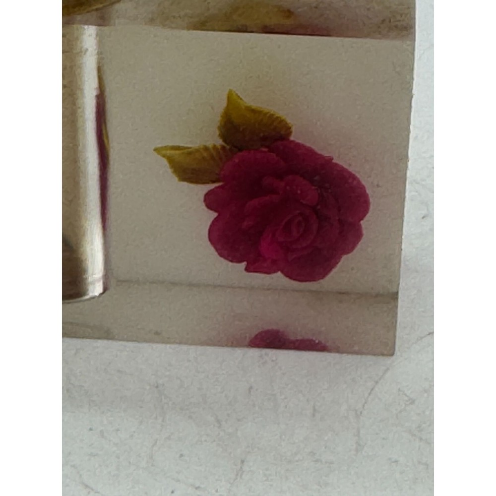 Vintage Lucite Perfume Bottle with Atomizer Rose READ
