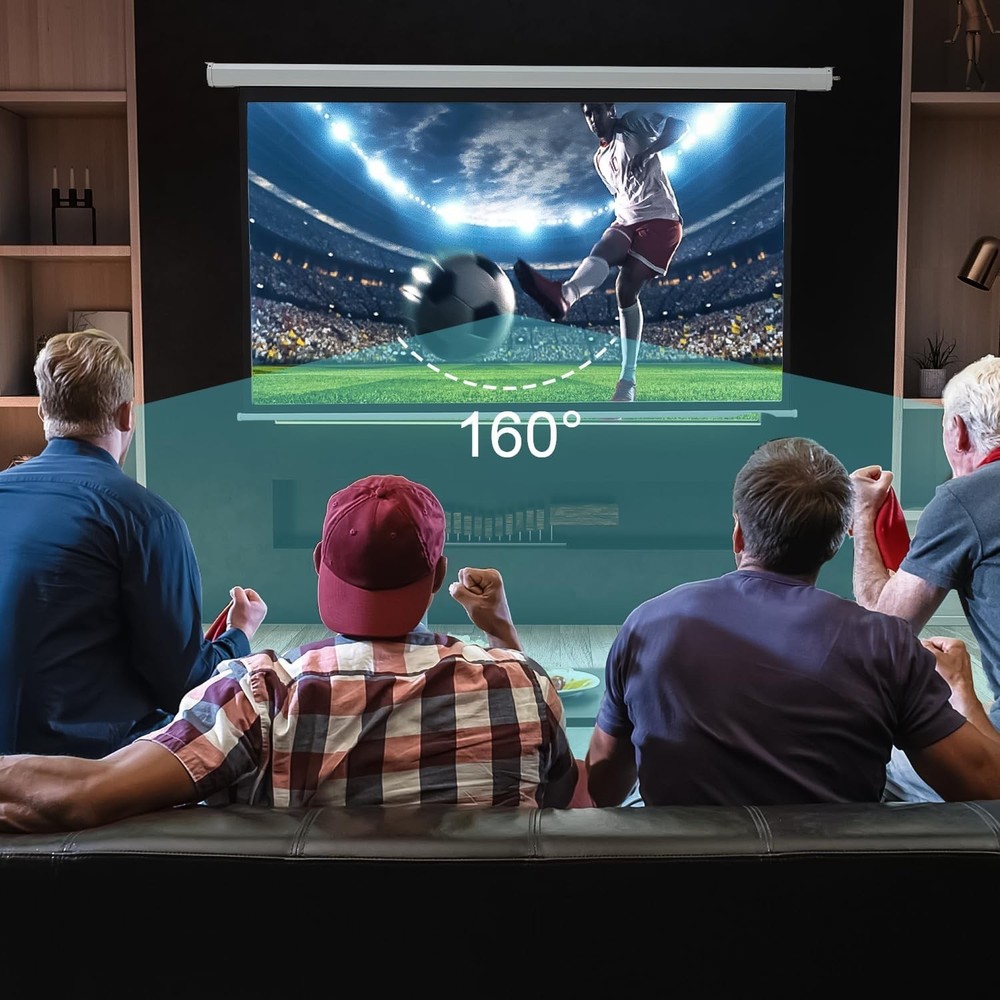 72" Projector Screen Motorized 16:9, 4K HD Pull Down Retractable Projection