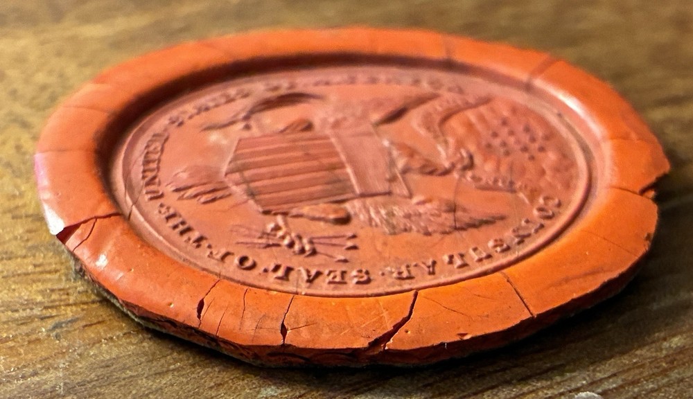 C. 1830 - 1860 Red Wax U.S. Consular Document Seal Impression