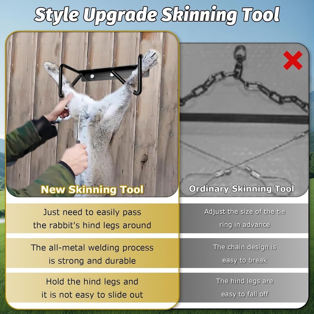 Rabbit Dislocator Skinning Tool Set, Cervical Dislocation Tool, Heavy Metal M