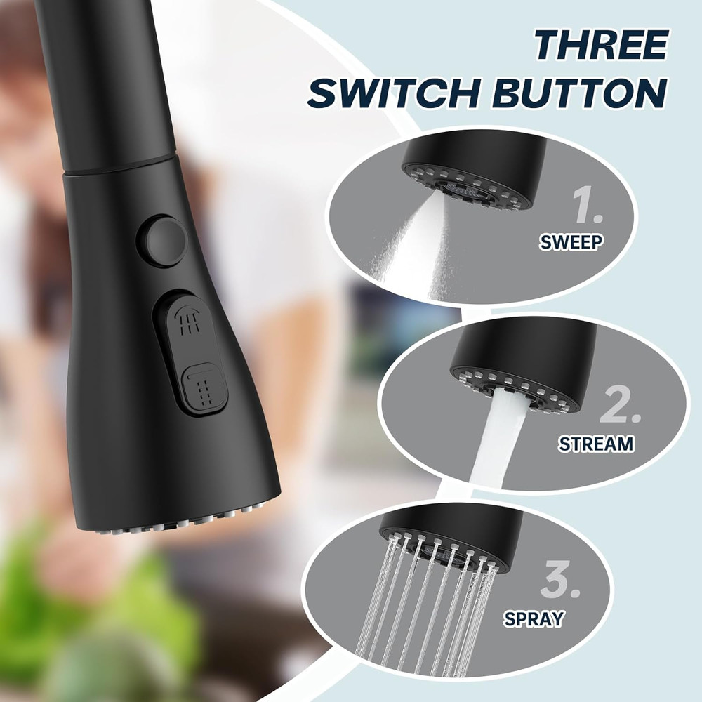 Pull down Kitchen Faucet Head Replacement - 3 Modes with 11 Adapters - down Spra