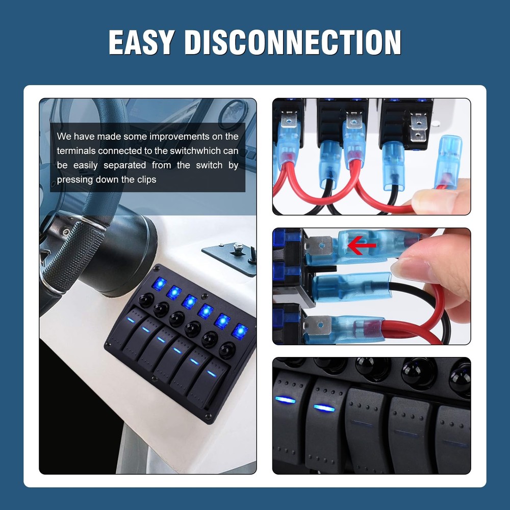 GGTA Marine Switch Panel Waterproof,Boat Switch Panel with Breakers,12V/24vol...