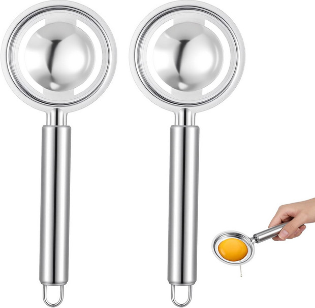 2PCS Stainless Steel Egg Separator Yolk White Kitchen Tool