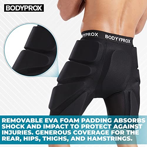 Protective Padded Shorts for Snowboard,Skate and Ski,3D Medium Black