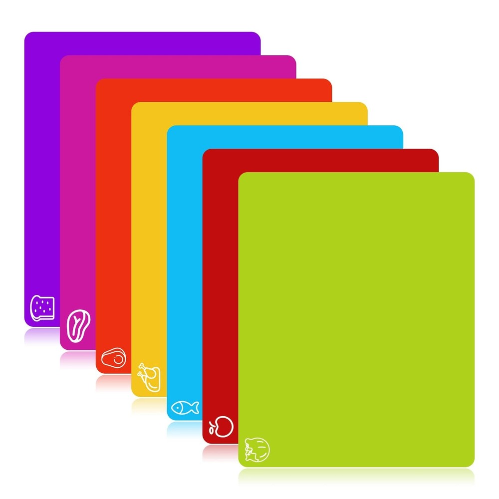 7 Pieces Flexible Cutting Boards Bpa Free Plastic Cutting Boards For Kitchen Non