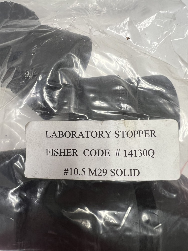 (2) NEW LABORATORY STOPPER FISHER CODE #14130Q #10.5 M29 SOLID